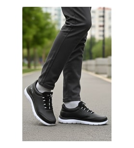 Walkway Flexible Pu M Siyah-Siyah Erkek Spor Ayakkabı (Siyah - Beyaz)