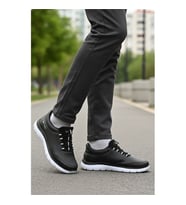 Walkway Flexible Pu M Siyah-Siyah Erkek Spor Ayakkabı (Siyah - Beyaz)