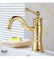 Sipahi Marble Altın Kaplama Kısa Lavabo Bataryası