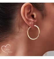 HALKA KÜPE BÜYÜK BOY GOLD RENK 925 AYAR GÜMÜŞ KÜPE