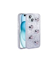 Apple iPhone 13 Uyumlu Kılıf Airbagli Simli Arka Yüzey Zore Işıltı Silikon Kapak (Beyaz - Kırmızı)