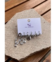 YSX Jewelry Gümüş Taşlı Ataç Altılı Küpe Seti
