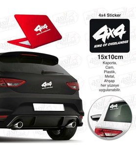 4x4 King Of Road Yazısı Beyaz Sticker - Araç Oto Araba Etiket, Arma, Aksesuar, Modifiye, Tuning