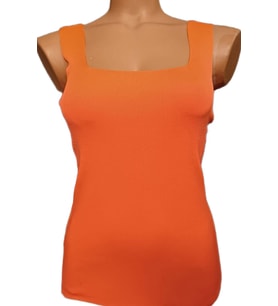 Turuncu Kare Yaka Atlet Triko Bluz Crop S / M / L Beden Uyumlu