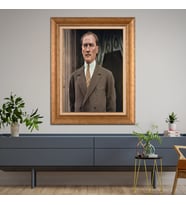 Altın Varaklı Çerçeveli Paspartulu Atatürk Tablo nl02A90 (Gold)