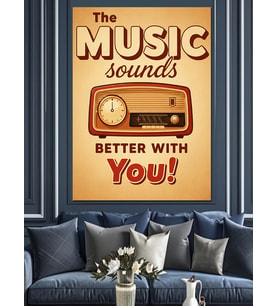 Müzik Sesi Vintage Radyo Dekoratif Kanvas - Mdf Ahşap Tablo