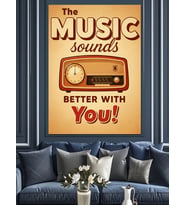Müzik Sesi Vintage Radyo Dekoratif Kanvas - Mdf Ahşap Tablo