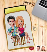 BK Gift Kişiye Özel Sevgililer Karikatürlü Taşınabilir Koruyucu Tablet Kılıfı & Organizer Çanta - Sarı-51