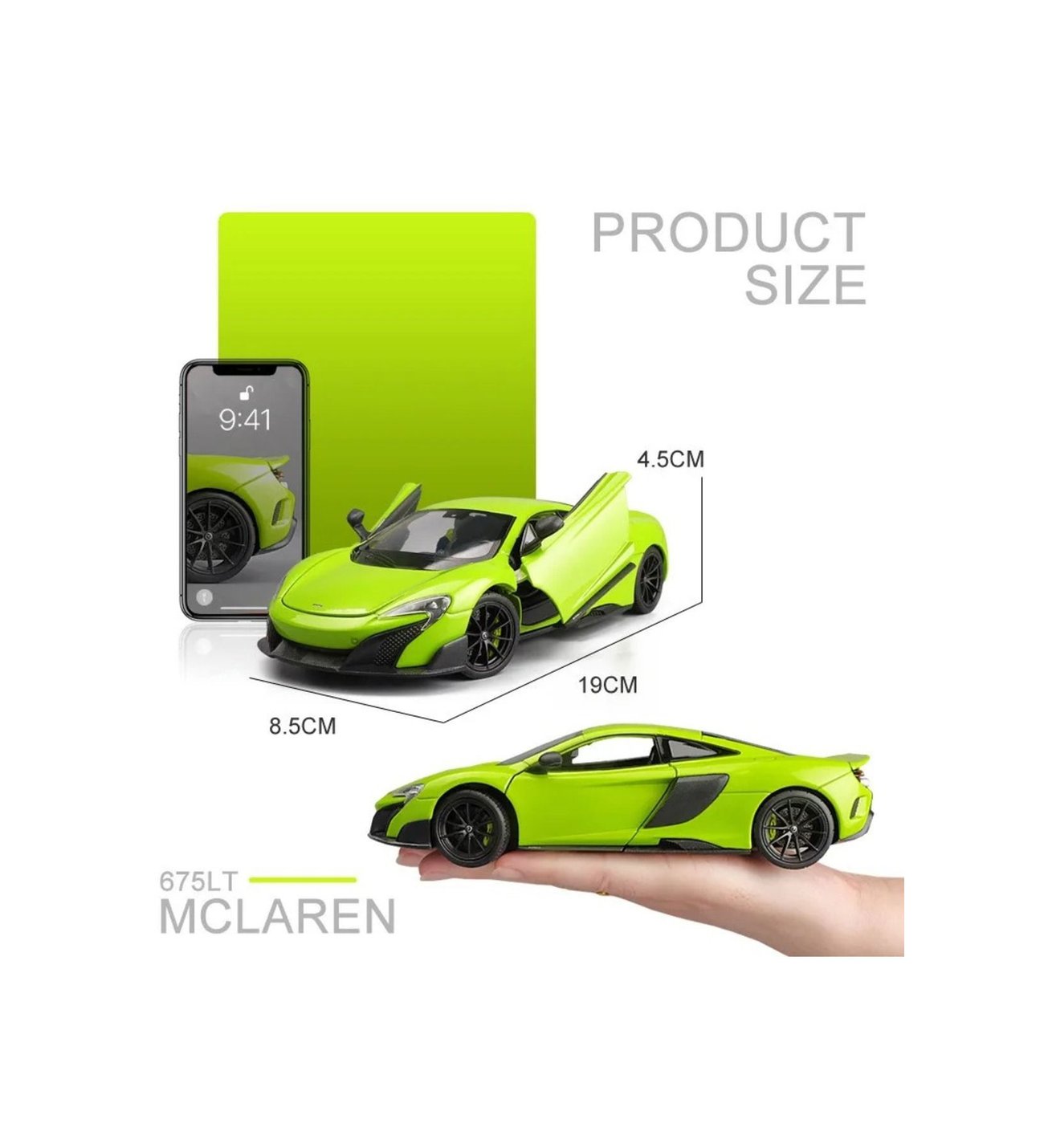 MCLAREN 675T YEŞİL 1/24 Ölçek Diecast Metal Model Araba Koleksiyon