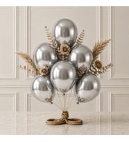 Gümüş Renk Lateks Metalik Balon (30 cm) - 6 Adet
