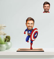 Kişiye Özel Captain America Temalı Karikatür Ahşap Biblo