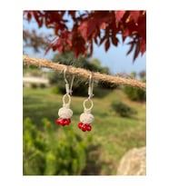 Gümüş Kazaziye Tomurcuk Küpe-Bordo