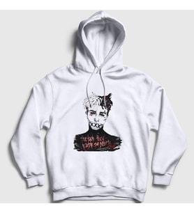 Presmono Unisex Beyaz Hate XXXTentacion Kapüşonlu Sweatshirt 47953tt