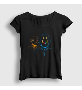 Presmono Kadın Siyah Hello Daft Punk T-Shirt 59631tt