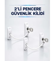 Anahtarlı Pencere Güvenlik Aparatı Beyaz Kablolu Açılma Sınırlayıcı 2’li Set