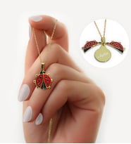 BK Gift Kişiye Özel İsimli Açılan Uğur Böceği Kolye (Gold)