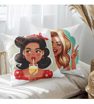 eJOYA Bir Sarışın Bir Esmer Tasarımlı 2'li Yastık İçi Ve Kırlent Kılıfı 45cm 113468