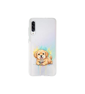 Samsung Galaxy A30S ile Uyumlu Splash Köpek Tasarımlı Şeffaf Silikon Kılıf
