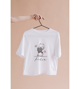 Kedi Tasarımlı Tişört Kişiye Özel ( Unisex - Büyük - Çocuk )