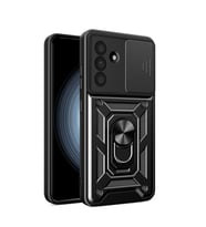 Samsung Galaxy A36 Uyumlu Kılıf Magnetik Standlı Kamera Korumalı Zore Sürgülü Vega Kapak (Siyah)