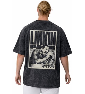 Linkin Park Rock Metal Müzik Grubu Sırt Baskılı Unisex Oversize Vintage Yıkamalı Tişört