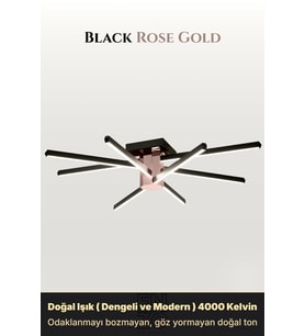 Nova 8 Rose Gold 3000K LED Tavan Avize – Kumandalı Dim Edilebilir – Aşağı Işık (RoseGold)