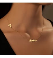 Kişiye Özel Yan Sağlık Sembol İsim Kolye 925K Gümüş (Gold)