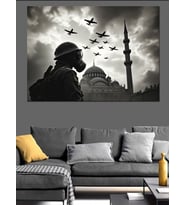 Bej Soyut Dairesel Desen Dekoratif Kanvas - Mdf Ahşap Tablo