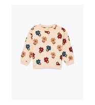Koton Bisiklet Yaka Çiçekli Pembe Kız Çocuk Sweatshirt 6SMG10040AK