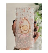 Xiaomi Redmi 10 2022 Uyumlu Sevimli Ayıcık ve Çiçek Desenli Şeffaf Telefon Kılıfı