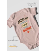 Babacım Bu Sene Ki Hediyen Geldi Benim Baskılı Bebek Zıbını – Çıtçıtlı Body  %100 Pamuk Kısa Kol (Pastel Pembe)