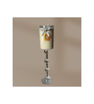 43 cm Kristal Ayaklı Cam Şamdan Mum – Limited Edition  Amber Kokulu  El Yapımı Mum