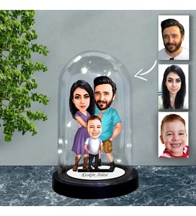 KİŞİYE ÖZEL AİLE TASARIMLI IŞIKLI KARİKATÜR FANUS BİBLO FN76