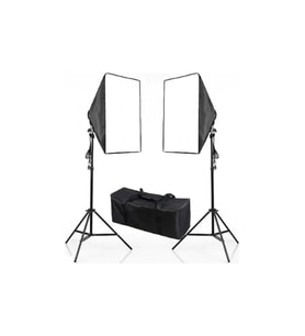Fototrendaz Stüdyo Çekim Softbox 2'li Sürekli Işık Seti ve Stüdyo Fonu 100 x 140 cm Beyaz