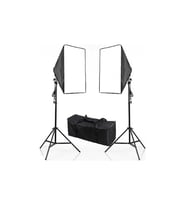 Fototrendaz Stüdyo Çekim Softbox 2'li Sürekli Işık Seti ve Stüdyo Fonu 100 x 140 cm Beyaz
