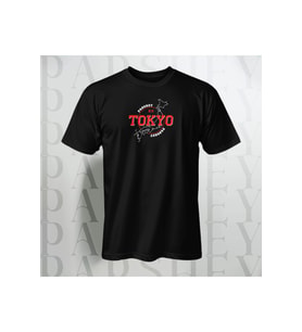 Tokyo Japan Baskılı Unisex Yarım Kollu Bisiklet Yaka %100 Pamuk Oversize T-shirt