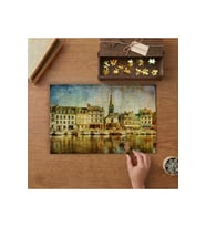 Vintage Amsterdam Görseli Tasarımı 240 parça Ahşap Puzzle Ahşap Kutuda MP01124