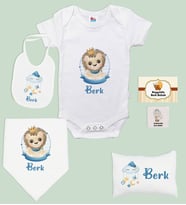 BK Kids Kişiye Özel İsimli 6 Parça Bebek Body Zıbın Battaniye ve Yastık Hediye Seti, Yeni Doğan Bebek Giyim Hediyesi-5