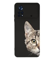 Xiaomi Poco X4 Pro Uyumlu Lansman Kılıf Catface Tasarımlı İçi Kadife Kapak-Siyah (Şeffaf)