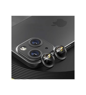 Iphone 13 Uyumlu Kamera Koruyucu Lens Mercek Metal Çerçeveli 2'li Set Siyah Black