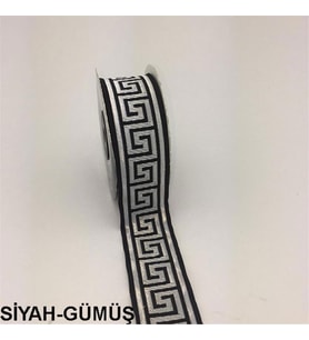 35062-Bordür - 10 mt Siyah-Gümüş