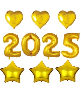 Yılbaşı Partisi Gold 2025 Folyo Balon Set