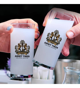 Renkli İsim Yazılı Babaya Hediye İkili Rakı Bardağı Seti