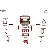 Meriç® Citroen C4 Ön Torpido Kaplama Maun 18 Parça 2004-2010 (Maun)