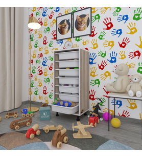 Kenzlife sepetli mutfak dolabı ruberu crd 098x45x30 banyo oyuncak çamaşır beyaz 7 li sepet (Karışık)
