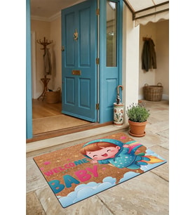 Valerine Life Kapı Önü Paspası 45x70cm Kaymaz Taban Dekoratif iç Dış Mekan Hoş Geldin Bebiş