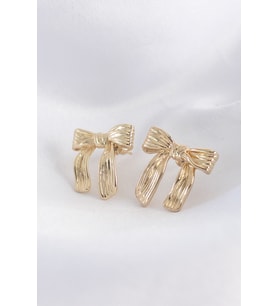 Pirinç Gold Renk Çizgi Detay Fiyonk Küpe 5886 - GLST5671-7055