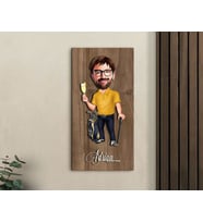 BK Gift Kişiye Özel Golf Oyuncusu Karikatürlü Kabartma Figürlü Ahşap Tablo-1, Arkadaşa Hediye, Sevgiliye Hediye, Duvar Dekoru