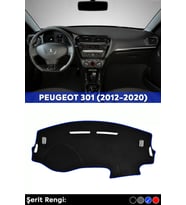 Peugeot 301 (2012-2020) 3d Torpido Koruma Kılıfı - Ön Göğüs Kaplama - Mavi Şerit