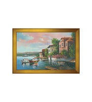 İstanbul Yalıları Motifli Kanvas Tablo 80 x 110 cm Gold Çerçeve